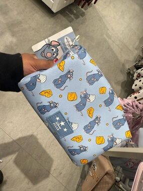 Disney Blue Ratatouille Remy Print Cosmetic Bag with Yellow Cheese Accents